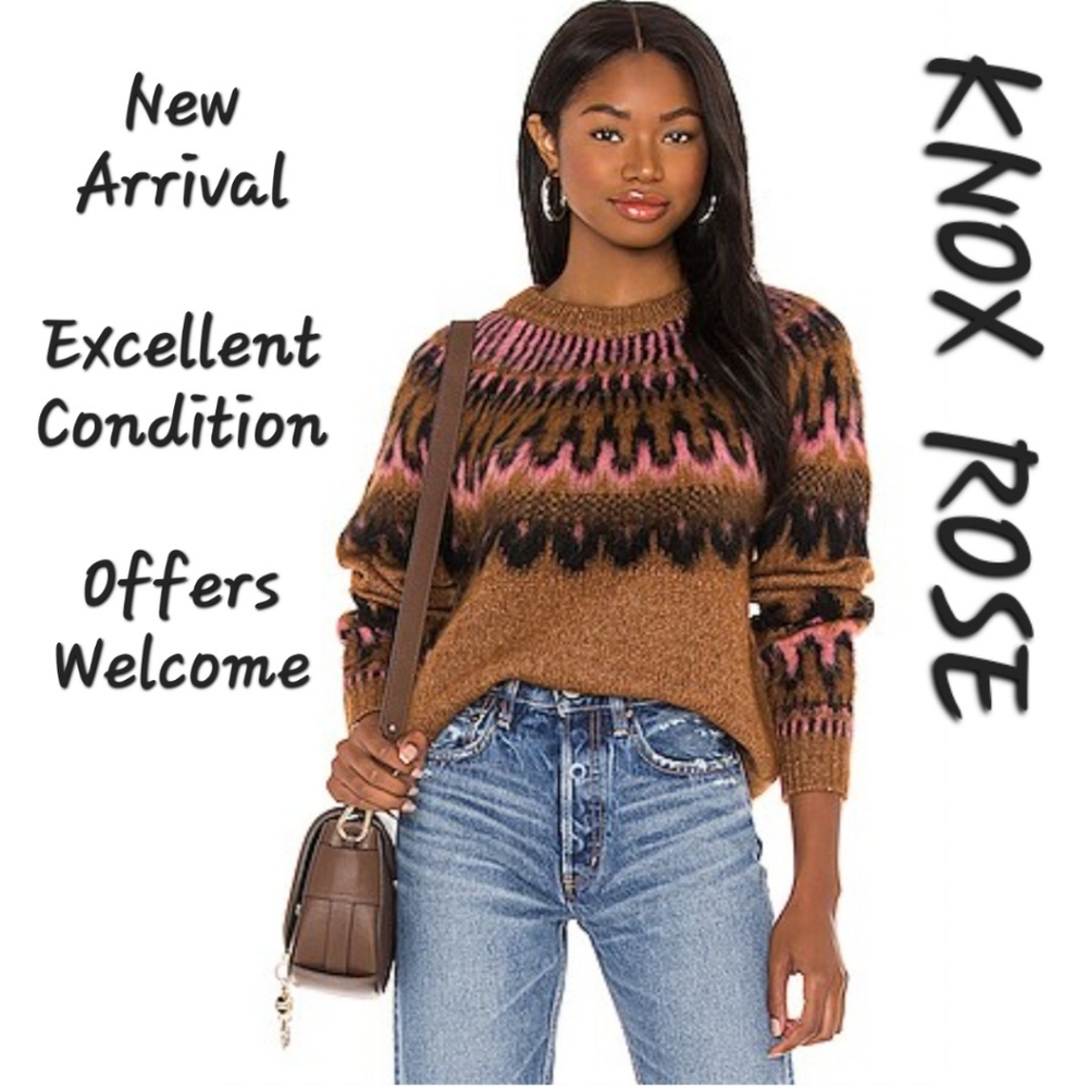 Knox Rose Brown and Pink Patterned Sweater